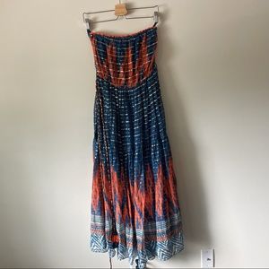 Anthropologie Verb Metallic Maxi Dress Strapless